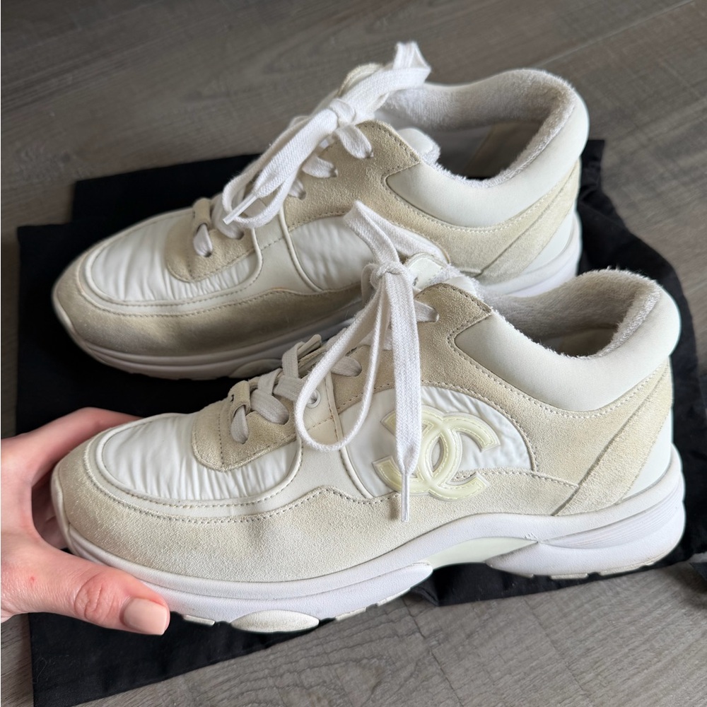 Chanel Cream and White Sneakers